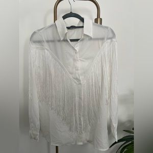 White blouse with fringe